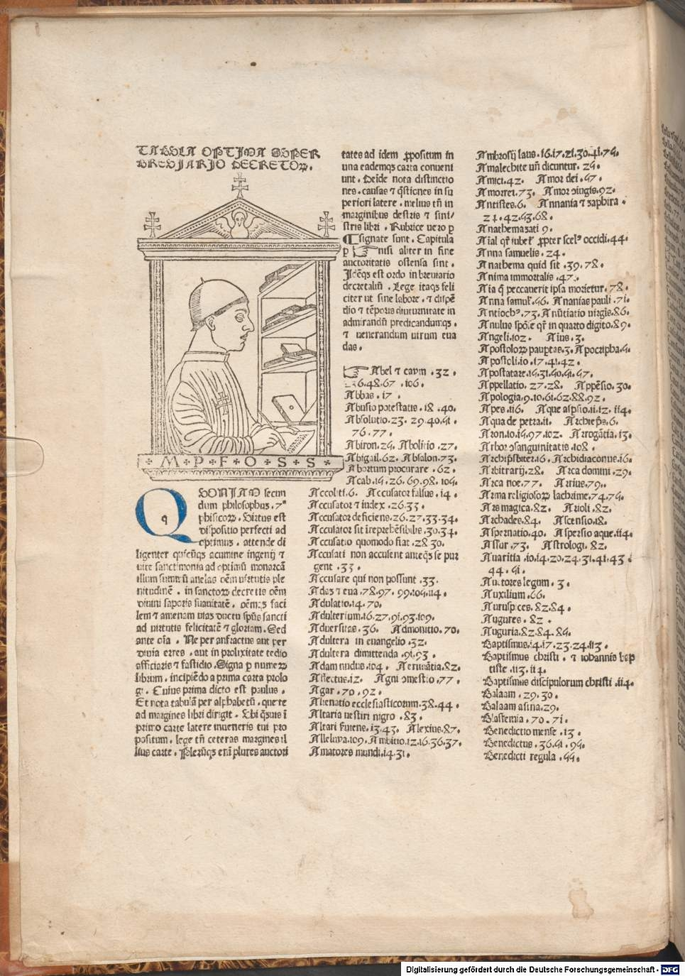 Detail from page of Breviarium (1479) printed by Pachel and Scinzenzeler depicting the author, Paulus Attavanti.